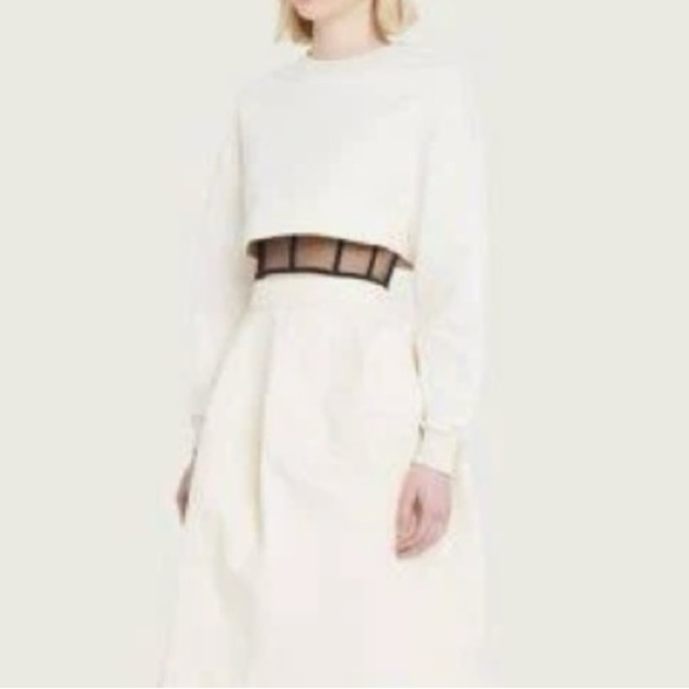 Alexander McQueen Layered Crewneck Cropped Sweatshirt Black & white